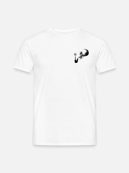 Pipe smoking skull - Männer T-Shirt - Weiß