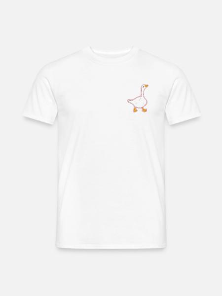 Rosa Kontur Ente Cartoon - Männer T-Shirt - Weiß
