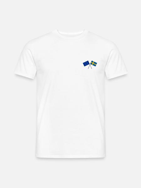 Schweden Europa EU Flagge Fahne gekreuzt - Männer T-Shirt - Weiß