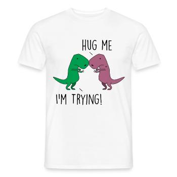 Dino Hug me, I'm trying - Men's T-Shirt - white - Front - AI Model Male 178 dark (178cm)