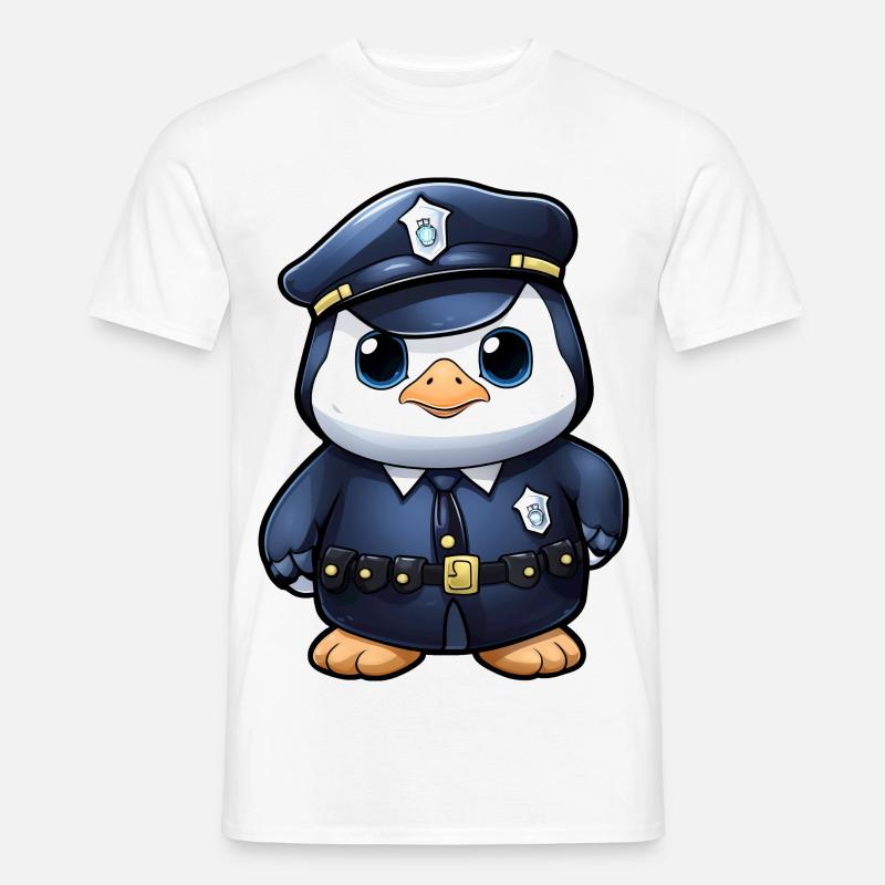 Pinguin Polizei - Männer T-Shirt - Weiß