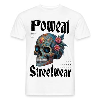 Poweat Streetwear Skull - Men's T-Shirt - white - Front - AI Model Male 178 dark (178cm)