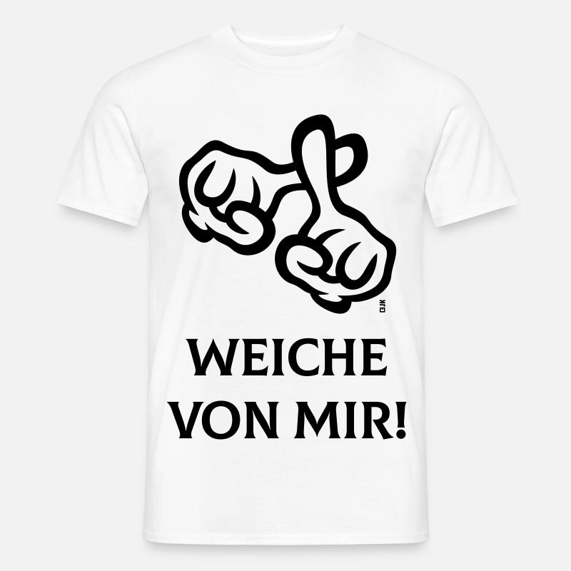 Weiche Von Mir! (Kreuz / Bibel / Religion / 1C) - Männer T-Shirt - Weiß