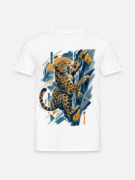 Bouldern Leopard – Abstraktes Klettern - Männer T-Shirt - Weiß