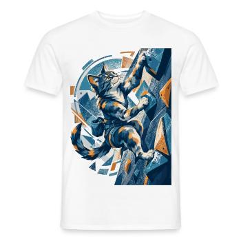 Abstrakte Boulder-Katze beim Klettern Design - Männer T-Shirt - Weiß - Vorne - AI Model Male 178 dark (178cm)