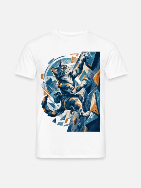 Abstrakte Boulder-Katze beim Klettern Design - Männer T-Shirt - Weiß