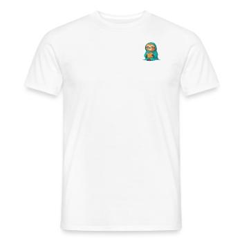 Faultier im Bademantel mit Buch - Männer T-Shirt - Weiß - Vorne - AI Model Male 178 dark (178cm)