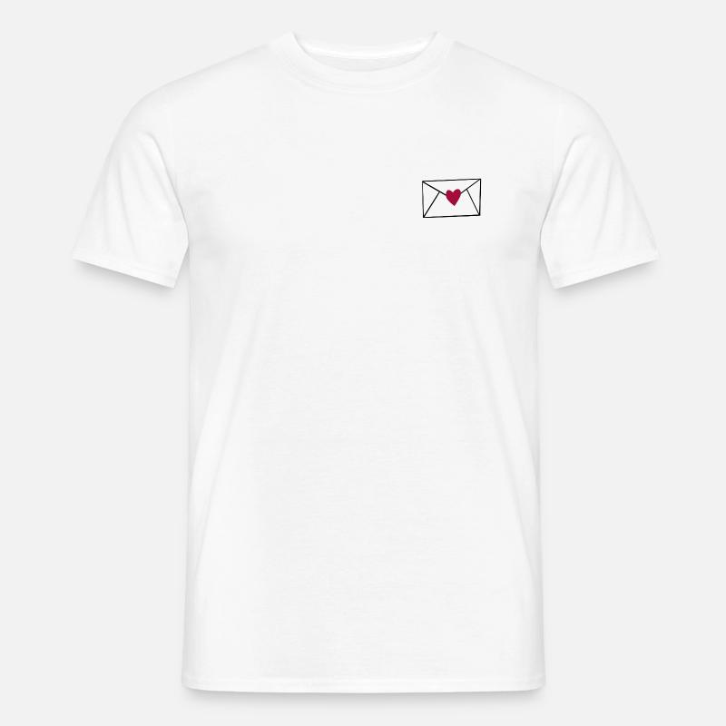 Rødt hjerte på sort - Mænd T-shirt - hvid