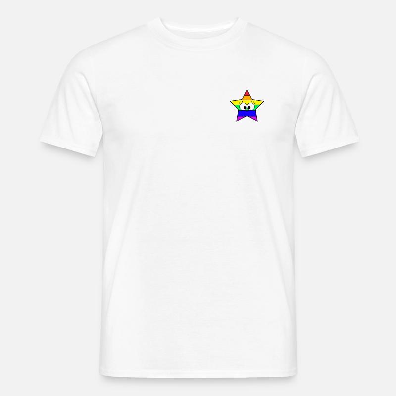 Stern Regenbogen - Männer T-Shirt - Weiß