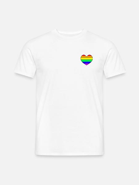 Regenbogen Herz - Männer T-Shirt - Weiß