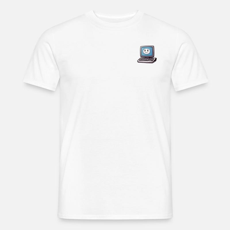 Lachender Comic-Computer - Männer T-Shirt - Weiß