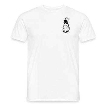 Boo - Katze erschreckt Gespenst - Männer T-Shirt - Weiß - Vorne - AI Model Male 178 dark (178cm)