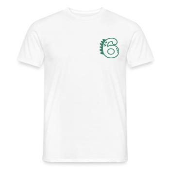 Number 6 - Men's T-Shirt - white - Front - AI Model Male 178 dark (178cm)