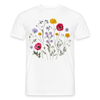 Wildflower Circle: Colorful Natural Beauty - Men's T-Shirt - white - Front - AI Model Male 178 dark (178cm)