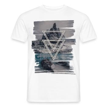 Berge mit Doppel Dreieck - Männer T-Shirt - Weiß - Vorne - AI Model Male 178 dark (178cm)