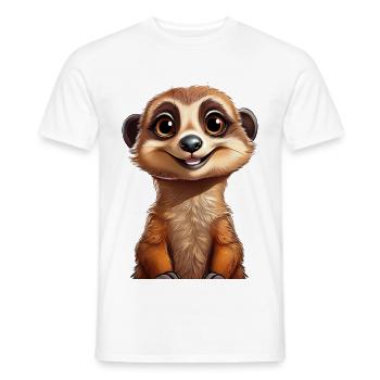 Suricate mignon et heureux - T-shirt homme - blanc - Devant - AI Model Male 178 dark (178cm)
