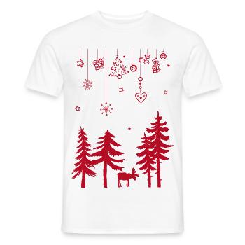 Elch Wald Weihnachten Dekoration Girlande - Männer T-Shirt - Weiß - Vorne - AI Model Male 178 dark (178cm)