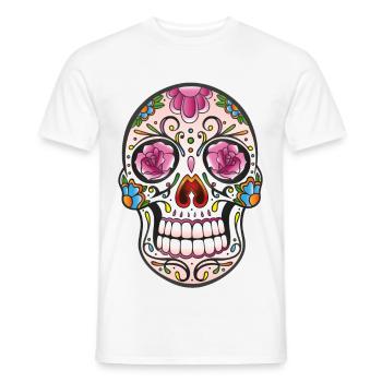 Mexican Sugar Skull, day of the dead - T-shirt homme - blanc - Devant - AI Model Male 178 dark (178cm)