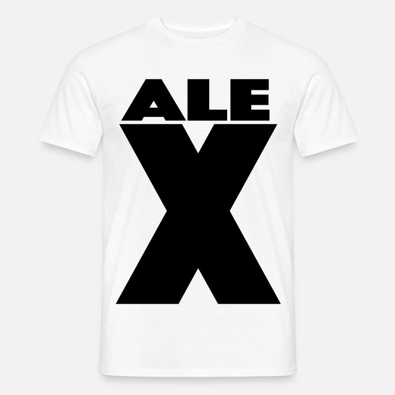 Alex X – Minimal Name Design - Männer T-Shirt - Weiß