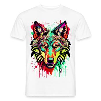 Wolf Colorful - Colorful Wolf - I Love Wolves - Men's T-Shirt - white - Front - AI Model Male 178 dark (178cm)
