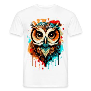 Owl Multicolored - Night Owl - Barn Owl - Owl Owl - Men's T-Shirt - white - Front - AI Model Male 178 dark (178cm)