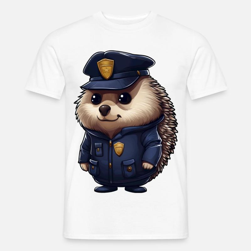 Igel Polizei - Männer T-Shirt - Weiß