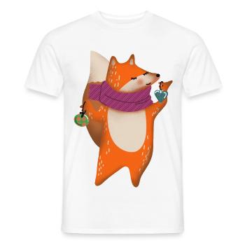 Soft Fox Heart Scarf - Men's T-Shirt - white - Front - AI Model Male 178 dark (178cm)
