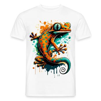 Lézard coloré - Gecko Salamandre Lézard - T-shirt homme - blanc - Devant - AI Model Male 178 dark (178cm)