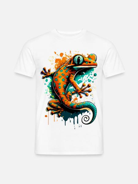 Echse Farbenfroh - Gecko Salamander Eidechse - Männer T-Shirt - Weiß
