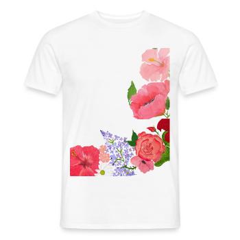 Summer Blossoms Motif Flower Power - Men's T-Shirt - white - Front - AI Model Male 178 dark (178cm)