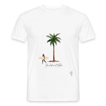 Tu m’as eu à Aloha, Hawaï, Surf, Heureux - T-shirt homme - blanc - Devant - AI Model Male 178 dark (178cm)