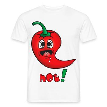 Hot Red Chili Pepper - Funny Emoticon - hot - Men's T-Shirt - white - Front - AI Model Male 178 dark (178cm)