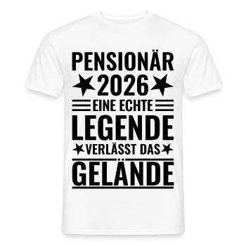 Pensionär 2026 - Eine Legende verlässt das Gelände - Männer T-Shirt - Weiß - Vorne - AI Model Male 178 dark (178cm)