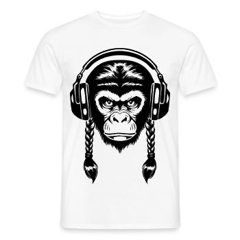 Electro Monkey Head Synth Wave Edition Shirt - Men's T-Shirt - white - Front - AI Model Male 178 dark (178cm)