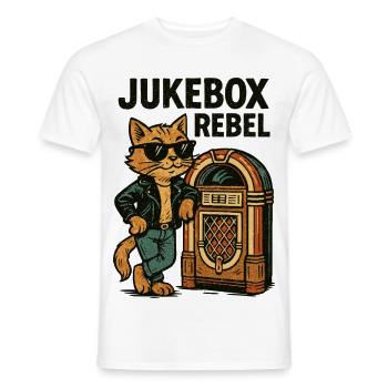 Rockabilly Jukebox Cool Cat Rebel Retro Gift - Men's T-Shirt - white - Front - AI Model Male 178 dark (178cm)