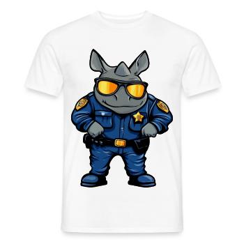 Police Rhinos / Policier Rhino - T-shirt homme - blanc - Devant - AI Model Male 178 dark (178cm)
