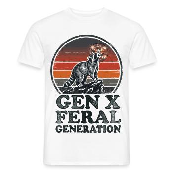 Vintage Raccoon Gen X Feral Generation - Men's T-Shirt - white - Front - AI Model Male 178 dark (178cm)