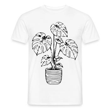 Monstera in a Pot – Minimalist Botanical - Men's T-Shirt - white - Front - AI Model Male 178 dark (178cm)