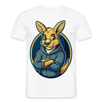 Kangaroo Kawaii mascotte dessin animé Clipart Logo Badge - T-shirt homme - blanc - Devant - AI Model Male 178 dark (178cm)
