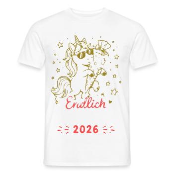 Einhorn Schulkind 2026 Erstschultag - Männer T-Shirt - Weiß - Vorne - AI Model Male 178 dark (178cm)