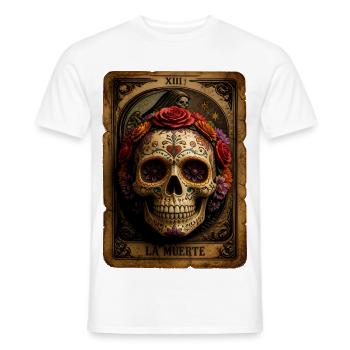 Halloween Sugar Skull Sugarskull Tarot - Männer T-Shirt - Weiß - Vorne - AI Model Male 178 dark (178cm)