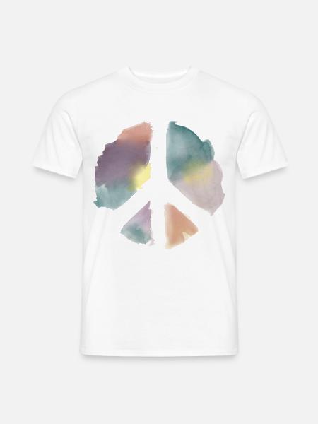 Water Color Peace Aquarell - Männer T-Shirt - Weiß