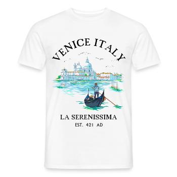 Venedig Gondel Italien Retro Stadturlaub T-Shirt - Männer T-Shirt - Weiß - Vorne - AI Model Male 178 dark (178cm)