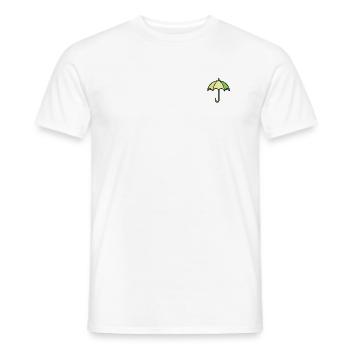 Icône de parapluie minimaliste - Design moderne au trait - T-shirt homme - blanc - Devant - AI Model Male 178 dark (178cm)