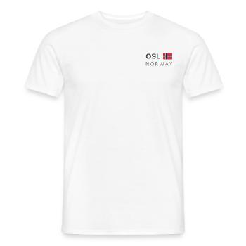 OSL NORWAY dark-lettered 400 dpi - Men's T-Shirt - white - Front - AI Model Male 178 dark (178cm)