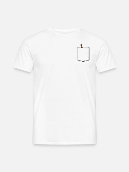 Brusttasche mit Bleistift - Männer T-Shirt - Weiß