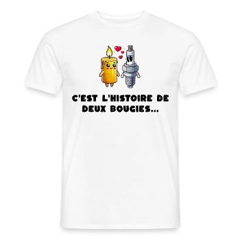 « C’est l’histoire de deux bougies » - T-shirt homme - blanc - Devant - AI Model Male 178 dark (178cm)