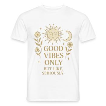 T-shirt bohème moderne avec motif soleil et lune - T-shirt homme - blanc - Devant - AI Model Male 178 dark (178cm)