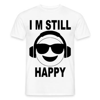 I’m Still Happy – Smiley Headphones Design - Männer T-Shirt - Weiß - Vorne - AI Model Male 178 dark (178cm)