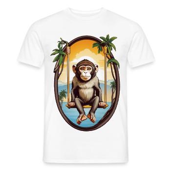 Monkey on swing - Men's T-Shirt - white - Front - AI Model Male 178 dark (178cm)